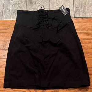 Express Black Lace-Up Midi Skirt